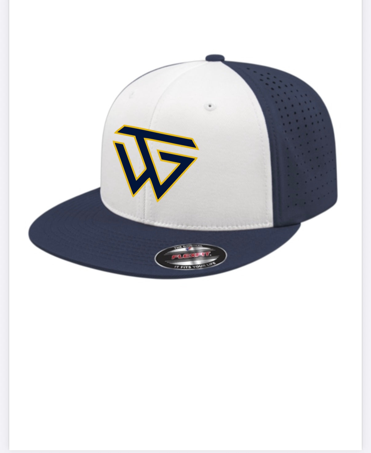 White/navy flat brim full back